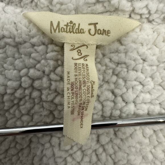 Matilda Jane Polka Dot Corduroy Pea Coat Blue Sherpa Lined Ruffles Girls Size 6 - Picture 11 of 16